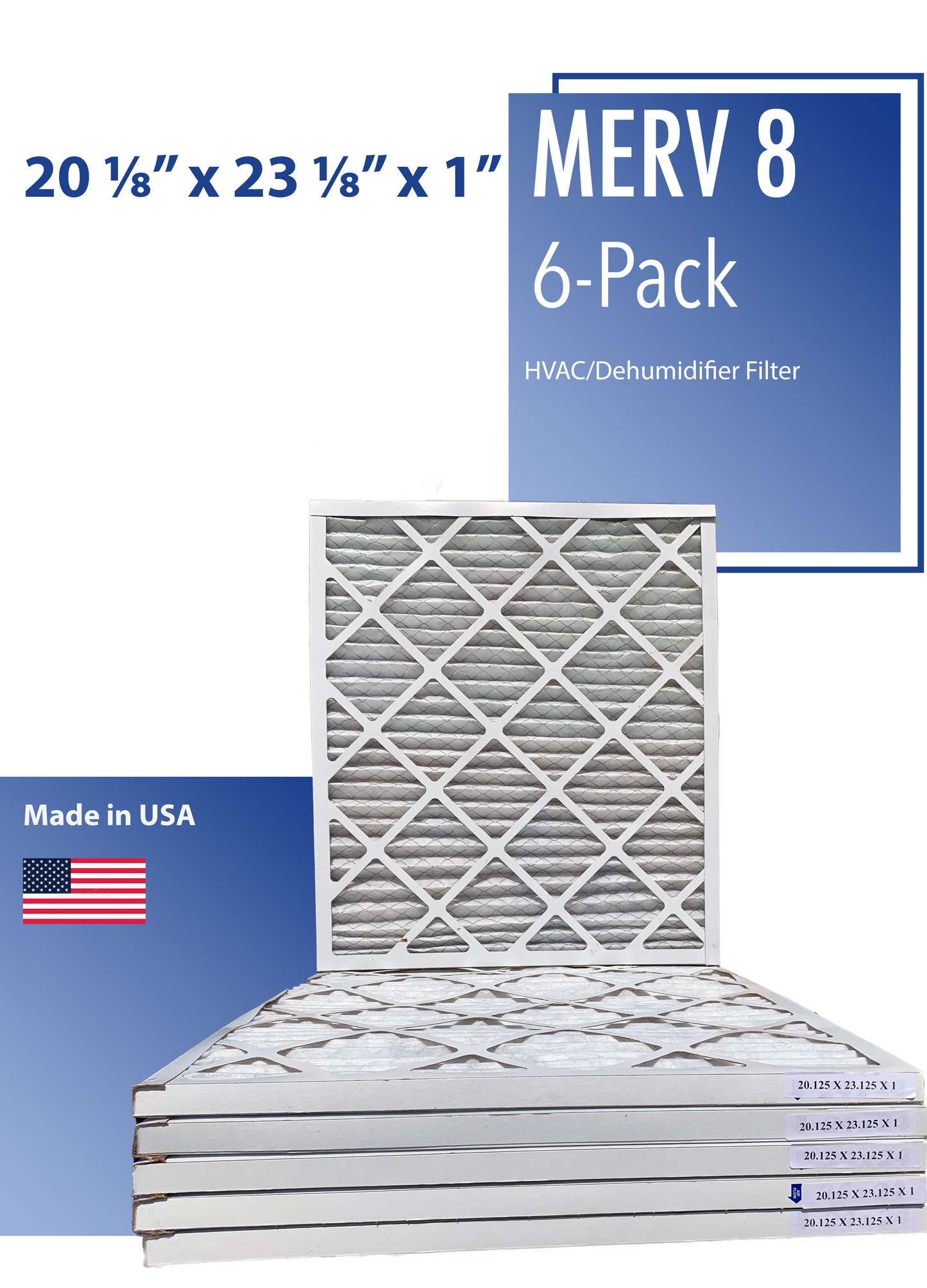 Merv 8 Pleated Air Filter - 20 1/8" x 23 1/4" x 1"