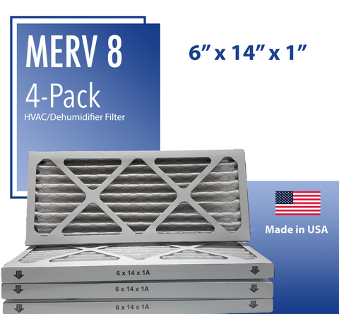 Merv 8 Pleated Air Filter - 6" x 14" x 1"